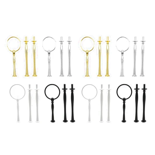 HEVSTIL 8 Set Cake Stand Hardware Kit Round 3 Tiered Tray Hardware Fittings for Cake Stand,3 Tier Cake Stand Fittings Hardware Holder for Weeding,Party(Black,Gold,Silver,White)