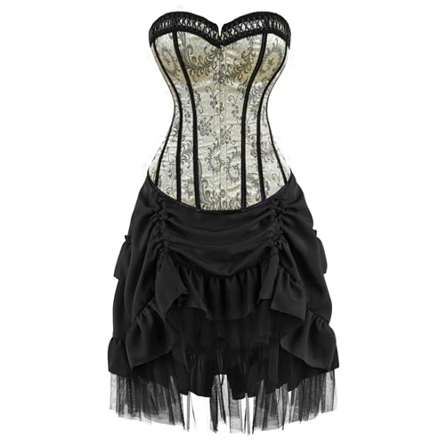 Kranchungel Steampunk Corset Skirt Costume: Renaissance Corset Dress for Women Moulin Rouge Costumes for Themed Party Events