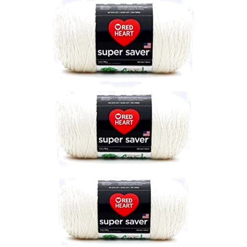 Red Heart Super Saver Aran Yarn - 3 Pack of 198g/7oz - Acrylic - 4 Medium (Worsted) - 364 Yards - Knitting/Crochet