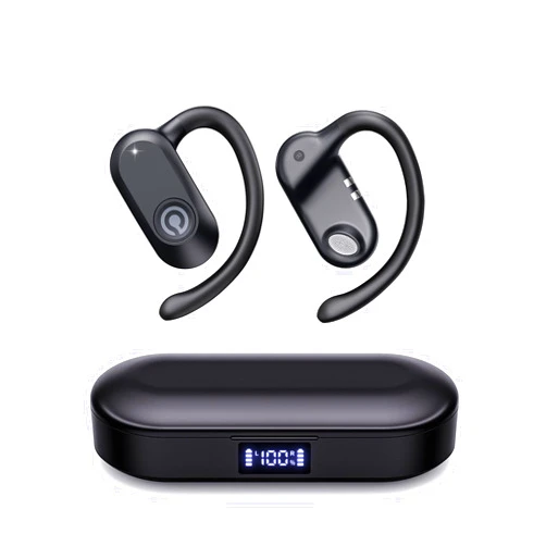 CXK Open Ear Earbuds Bluetooth 5.4 Bone Conduction Headphones, 60Hrs Stereo Sound, 0.27oz Lightweight Design, Soft Ear Hook, IPX6 Waterproof Wireless Earbuds with Mic for Running, Cycling, Black