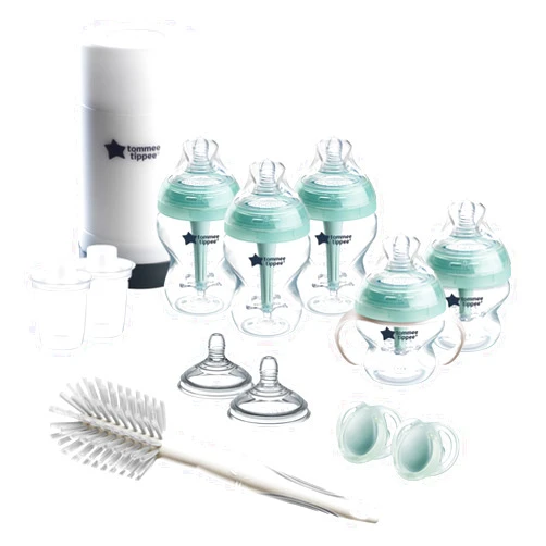 Tommee Tippee Advanced Anti-Colic Ready for Baby BPA Free 14 Piece Set, 5oz & 9oz Bottles, Slow & Medium Flow Nipples, 0-6 Month Pacifiers, Includes Travel Bottle Warmer & Removable Bottle Handles
