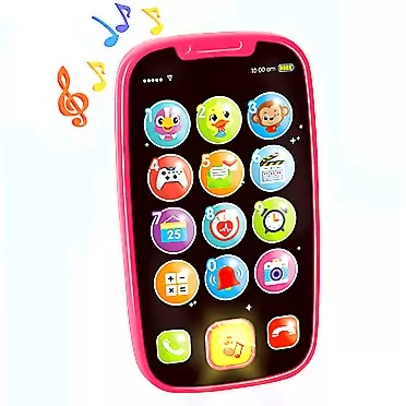 HOLA Baby Cell Phone Toys for 1 Year Old Girl, My First Learning Baby Phone Toy, Lights Music Play Phone for Babies Kids Toddlers Learning Educational Gifts, Pink