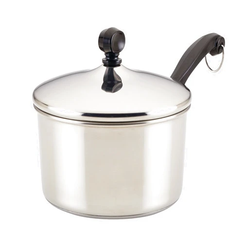 Farberware Classic Stainless Steel 2-Quart Mirror Satin Covered Saucepan, Silver