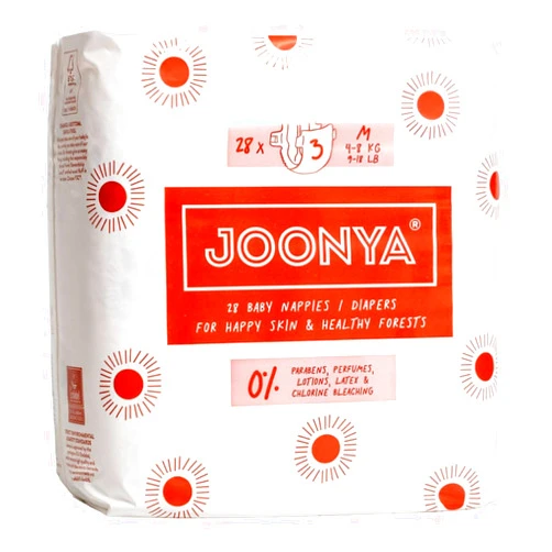Joonya Baby Diapers, Size 3 M (9-18 lb) - 1 Bag of 28 - **New Range** - NonToxic, Eco-Friendly, Ultra Slim, Overnight Use - Made in Denmark