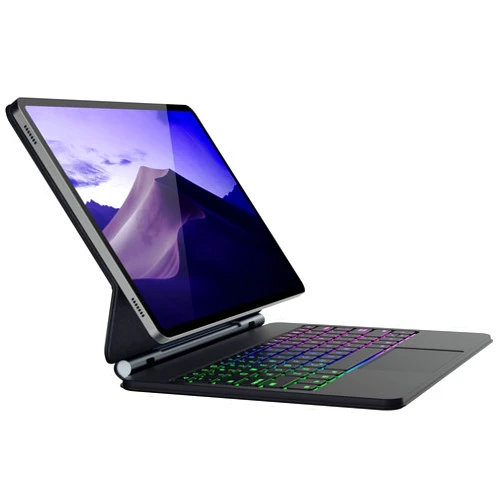 doqo for Samsung Galaxy Tab S10+ Plus/S9+/S9 FE+/S8+/S7+/S7 FE Keyboard case 12.4“ Magnetic Case with Keyboard Touchpad Bluetooth Backlit Floating Cantilever Stand Slim Protective Cover Folio Black
