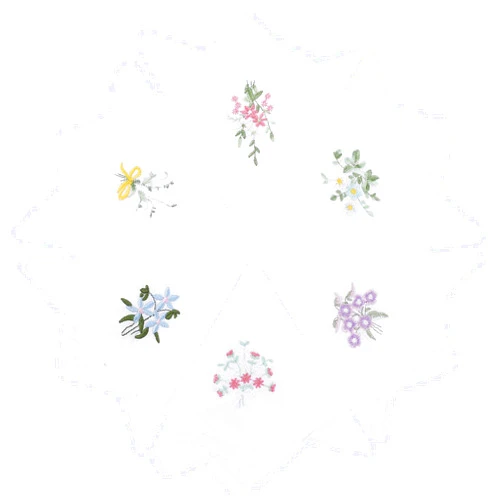 InnoHHustle Ladies Cotton Handkerchiefs Flower Embroidered with Lace Ladies' Vintage Floral Lace Handkerchiefs for Wedding Party (6 Pack)