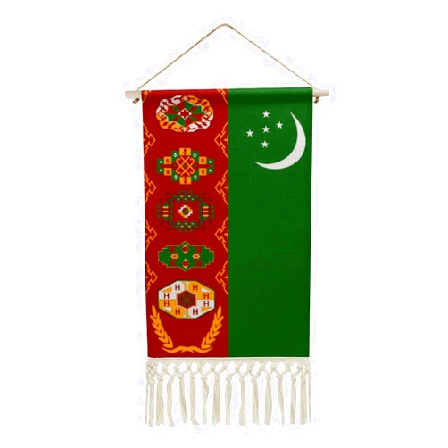Generic Turkmen Turkmenistan Flag Fashion Hanging Pictures Cotton Linen Wall Art Painting for Home Farmhouse Gallery