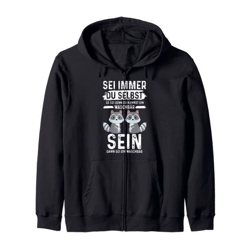 Raubtier Waschbären Zootier Geschenkidee Raccoon Predatory Zoo Animal Protection Zip Hoodie