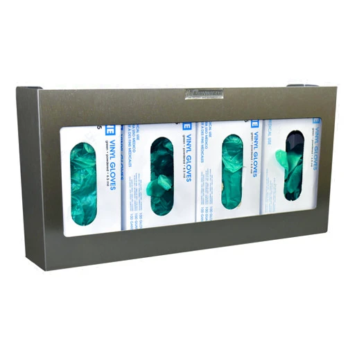 Omnimed American Made Wall Mounted Stainless Steel Quad Glove Box Holder/Dispenser (10