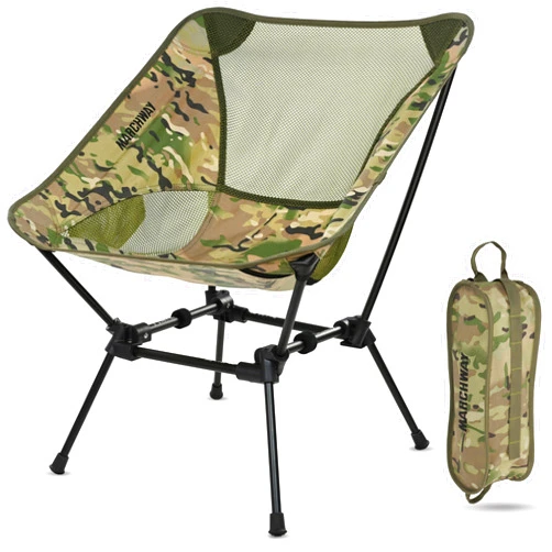 MARCHWAY Ultralight Folding Camping Chair, Heavy Duty Portable Compact for Outdoor Camp, Travel, Beach, Picnic, Festival, Hiking, Lightweight Backpacking (Camo)