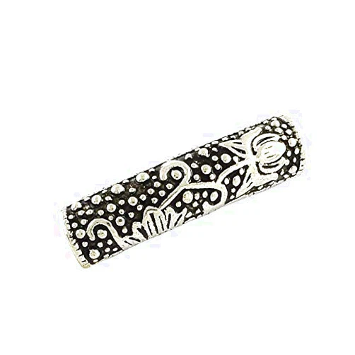 PH PandaHall Pandahall 20pcs Tibetan Style Hollow Alloy Curved Tube Beads Antique Silver Bar Lined Noodle Shape Metal Beads Spacers Jewelry Making 24x6mm