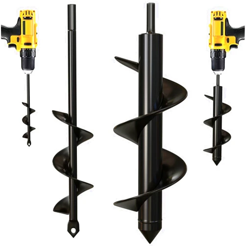 K-Brands Auger Drill Bit for Planting – 1.6 x 9 Inch & 3 x 9 Inch Set - Garden Spiral Hole Drill and Bulb Planter Tool - Bedding Plants, Umbrella Holes - 3/8 Inch Hex Drive Drill