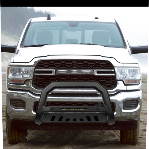 TLAPS 7422437578519 Compatible With 2019-2024 Dodge Ram 2500/3500 Matte Black AVT Style LED Light Bull Bar Guard with Skid Plate & ACC Open