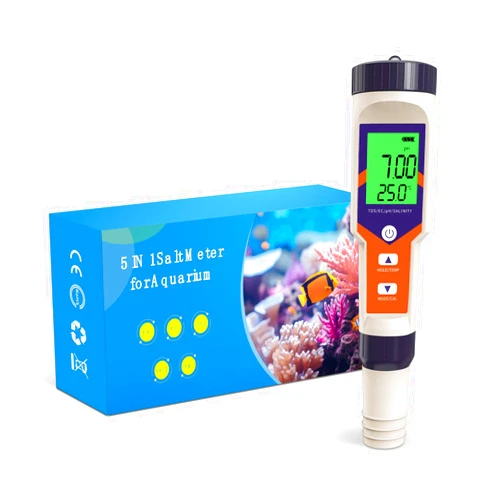 GISNPA 5 in 1 PH/TDS/EC/Salt/Temp Meter, 0.01 High Accuracy PH Meter for Water, Digital Salinity Meter and PH Tester for Drinking Water, Hydroponics, Aquarium and Swimming Pool