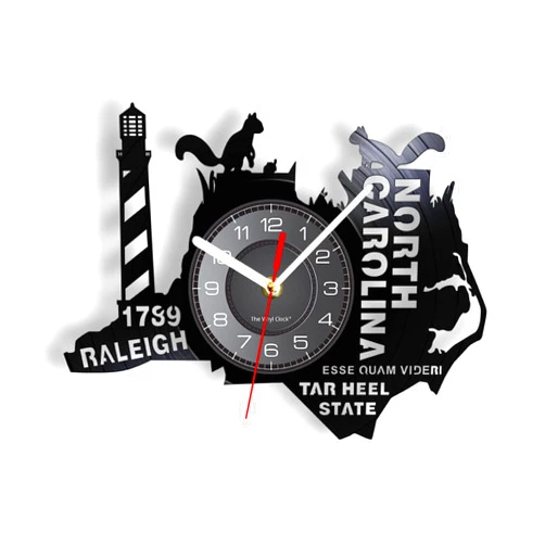 ICECHEN Wall Clock - 12 Inch The Tar Heel State North Carolina Wall Clock USA State Vinyl Record Wall Clock Living in North Caroline Gifts for The Homesick