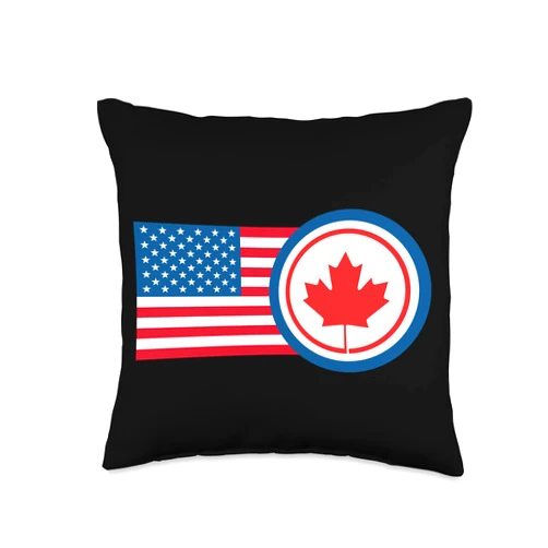 Proud Canada Canadian Quebec Roots Country Gifts Half American Canadian Roots Canada Throw Pillow, 16x16, Multicolor