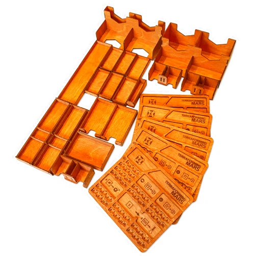 SMONEX Wooden Organizer Compatible with Terraforming Mars Board Game - Box Suitable for Storage All Mars Terraforming Expansion - Kit Token Box Card Insert