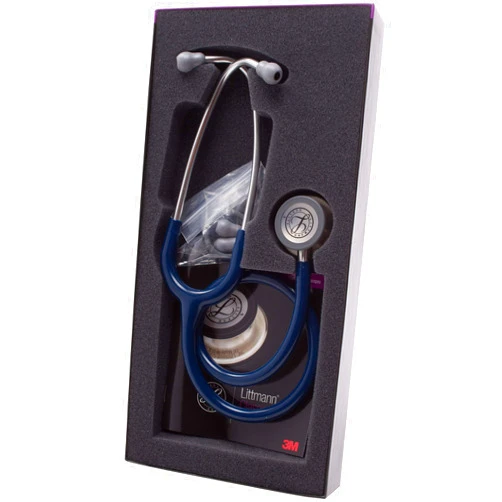 3M Health Care MMM 5622 Littman Classic III Monitoring Stethoscope, Standard-Finish Chestpiece, Navy Blue Tubing, 27