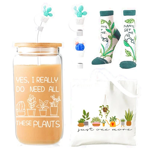 Lvoetgif Funny Plant Lover Gifts for Women Gardener, Cool Plant Lady Mom Christmas Gifts, Succulent Cactus Plant Ice Coffee Cup, Gardening Gifts for Women, Friend Birthday Gift