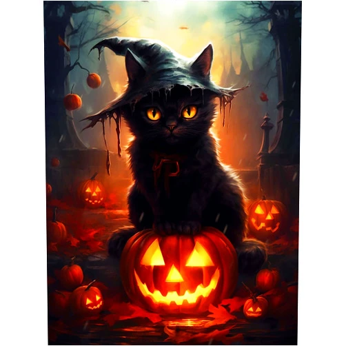 SKRYUIE 5D Diamond Art Kits for Adult Halloween Full Round Drill, DIY Diamond Painting Crystal Embroidery Cross Craft Stitch Art Wall Office Decoration 12x16 inch / 30x40 cm