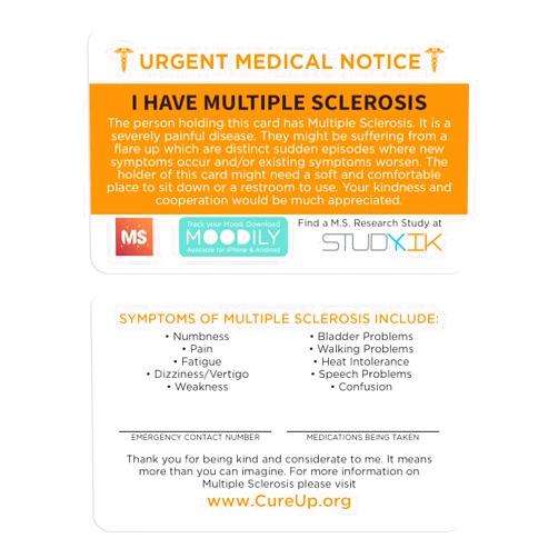StudyKIK I Have Multiple Sclerosis Assistance Card 3 pcs