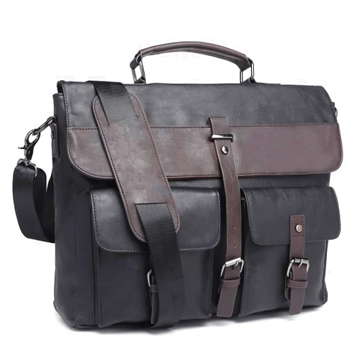 Seyfocnia Leather Messenger Bag for Men,Vintage Mens Laptop Bag Water Resistant Business Travel Briefcase Satchel Work Computer Bag