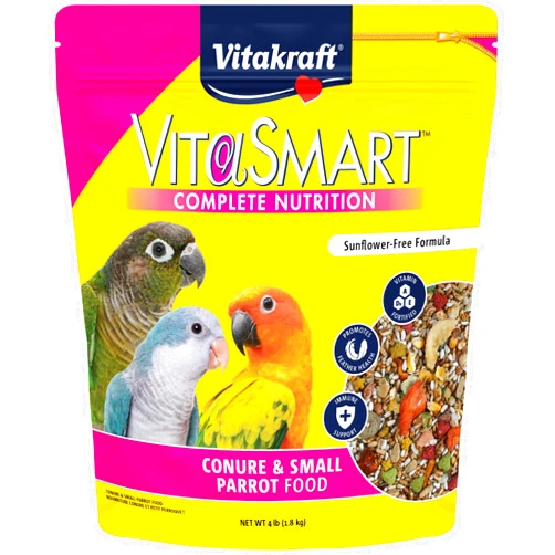 Vitakraft Vita Smart Gourmet Conure Food - Vitamin-Fortified - Daily Pet Bird Food for Conures and Small Parrots