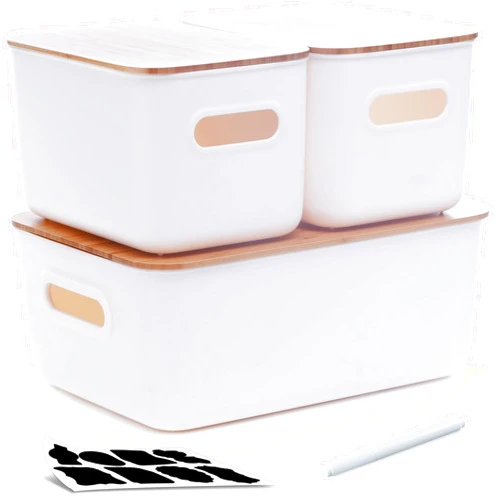 ITYLIFE CITYLIFE Citylife 3 Packs Plastic Storage Bins with Lids Storage Box with Handle Stackable Containers for Organizing