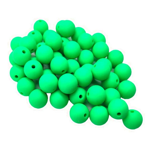 Aomingen 50pcs Kelly Green Color Silicone Round Beads Sensory 15mm Silicone Pearl Bead Bulk Mom Necklace DIY Jewelry Making Decoration