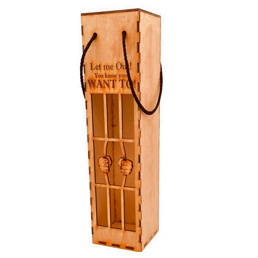 Handmade Wine Gift Box - Wine Jail Gift (Pecan Stained)