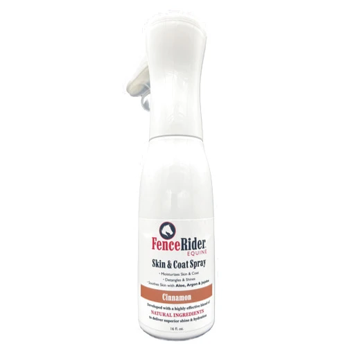 FenceRiderEquine Fence Rider Skin & Coat Spray for Horses, Blend of Premium Natural Ingredients to Soothe Skin and Shine Coat, (Cinnamon Scent). with Gentle Spray-Mist Technology.