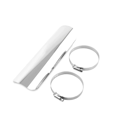 Haosie Exhaust Heat Shield, Motorcycle Exhaust Heat Shield with 2 Stainless Steel Clamps,Metal Exhaust Heat Shield Cover(Silver)