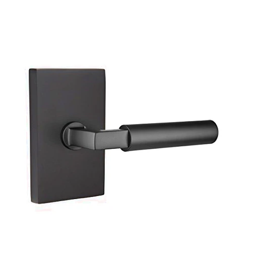EMTEK Concealed Fastener Modern Rectangular Rosette Passage Set with Matching Finish Hercules Lever - Choice of 7 Finishes - C5112HECUS19 - Flat Black (US19)