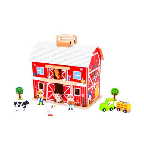 Joyano 21-Piece Wooden Barn Playset - STEAM Interactive Farmyard Fun for Kids, Animal Figures, Barn, and Accessories, Imaginative Play for Toddlers and Children,( 3Yrs +) Made of Safe Wood