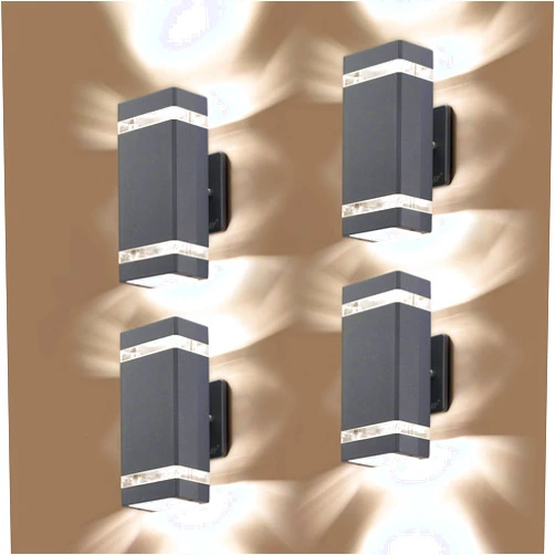 LMP 4 Pack LED Square Up and Down Lights Outdoor Wall Light，Body in Aluminum Waterproof Outdoor Wall Lamps，3000k 5W with Certificate ETL