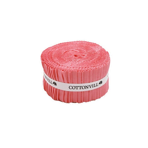 COTTONVILL 30COUNT Cotton Solid Quilting Fabric (2.5inch Strip, 21-Cameo Pink)
