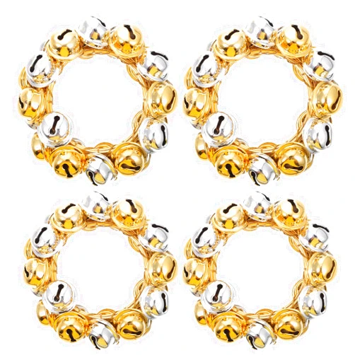 Yardwe 4PCS Christmas Napkin Rings, Jingle Bell Napkin Holder Napkin Buckle for Wedding Holiday Party Wedding Dining Table Settings Decoration