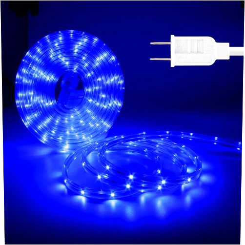 Areful LED Rope Lights, 16.4 Feet Blue Flat Flexible Strip Light, Plug in Novelty Lighting, Connectable and Waterproof for Home Christmas Holiday Garden Patio Party Decoration