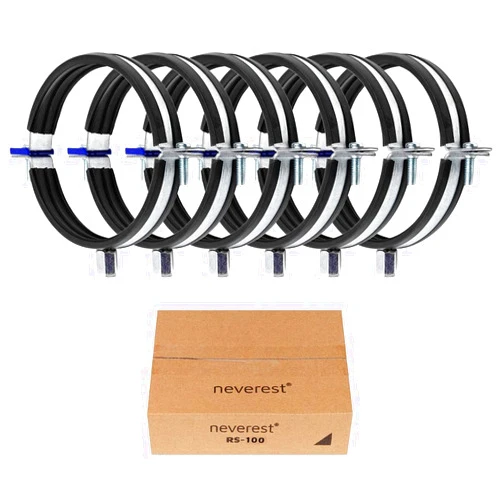 neverest® RS 4 Inch Pipe Hangers and Supports 6 Pcs with Rubber Seal Steel Stove Pipe Holder Combination Thread M8/10 Metal Round Pipe Clamps