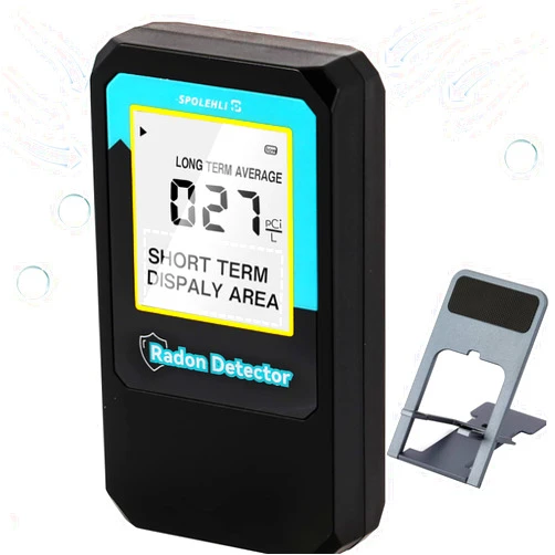 Spolehli Radon Detector for Home with Bracket, Portable Radon Test Kit for Short and Long Term, Large Digital Display Continuous Radon Monitor, AAA Battery-Powered USA Version, PCi/L (Update Hourly)
