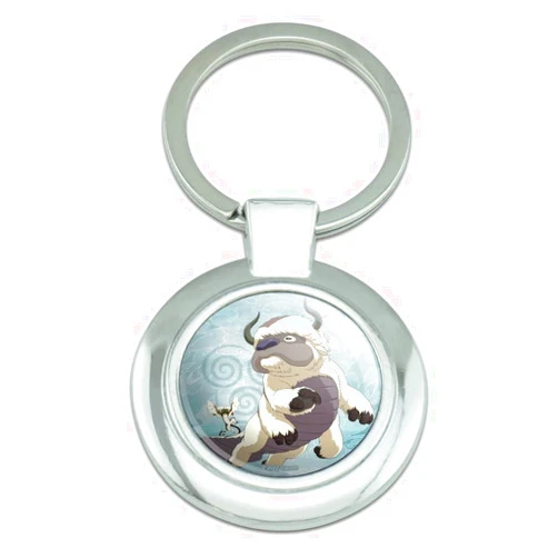 GRAPHICS & MORE Avatar The Last Airbender Appa & Momo Keychain Classy Round Chrome Plated Metal