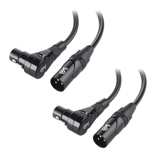 Cable Matters 2-Pack Right Angle XLR Cable, XLR Microphone Cable - 6ft, Oxygen-Free Copper (OFC) Microphone Right Angle Cord, Mic Cord, Black