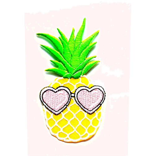 The Trucker501 Cartoon Patches Pineapple Fruit Pink Fashion Heart Sunglasses Cartoon Kids Patch Craft Embroidered Patches for Bags Jacket Iron on Clothes Jeans Kids Appliques Badge