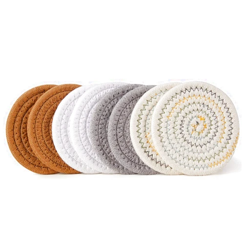 HAOTONGYUE Coasters for Drinks (8-Piece Set) Water Absorbent Coaster Set Woven Coasters for Table Protection Heat-Resistant Coasters for Drinks, Mixed Color