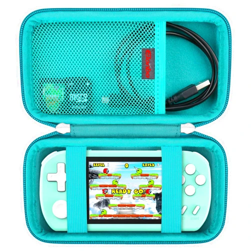 Elonbo Carrying Case for TEBIYOU/ WELLST·G/ TaddToy/ Beijue/ FAMILY POCKET/ CCTU/ X-JOYKIDS/ GREENCREEK/ Beico/ KAVOYI/ GuaiyeyeAP Handheld Game Console, Portable Electronic Gaming Player Bag, Green+