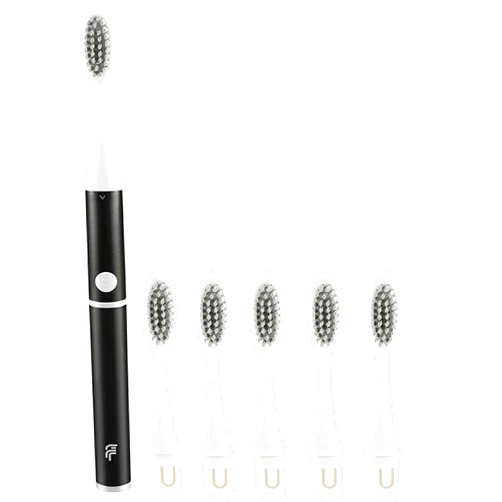 Flexforce Electric Toothbrush, suitable for Adults and Kids, Battery Replaceable, with 6 Toothbrush Heads, Black