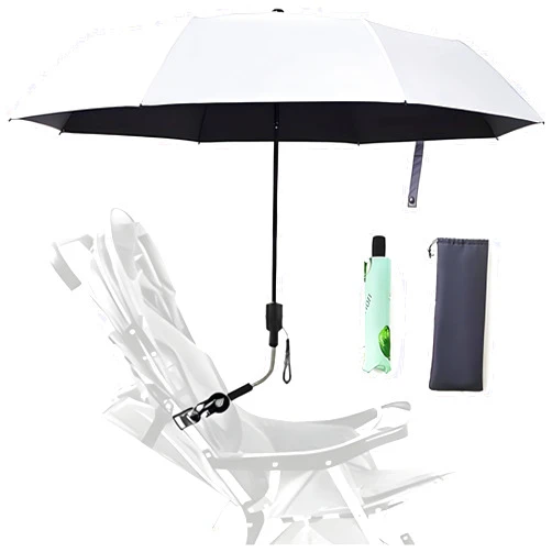 Nakazawa Universal Baby Stroller Sun Protection Parasol, with Umbrella Clip Fixing Device, UPF 90+ UV Protect Pushchair Sun Parasol (Silver)