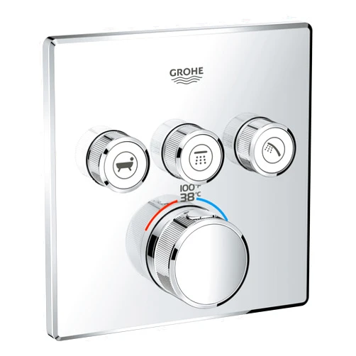 GROHE 29142000 Grohtherm Smart Thermostatic Trim With Control Module, Starlight Chrome
