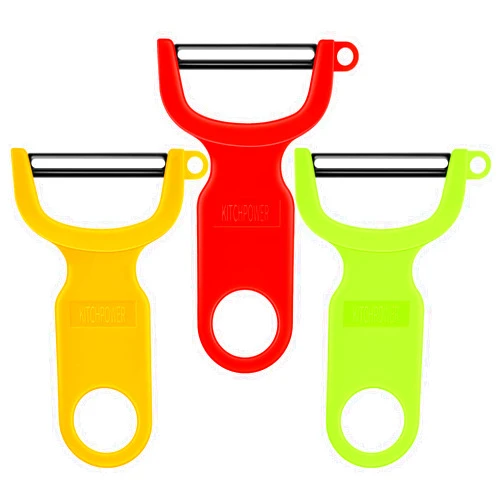 KITCHPOWER Original Vegetable Peeler Carbon Steel Blade 3-Pack Red/Green/Yellow