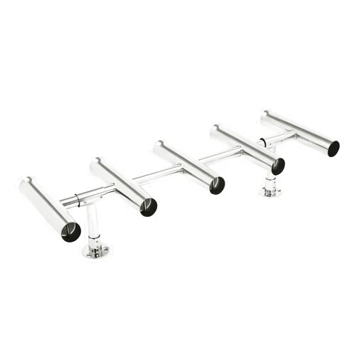 Bathrena 5 Tube Fishing Rod Holders, Stainless Steel Boat Fishing Rod Holders, Fishing Rod Holder, Adjustable Fishing Rod Rack Can Be Rotated 360 Deg for Boat Marine